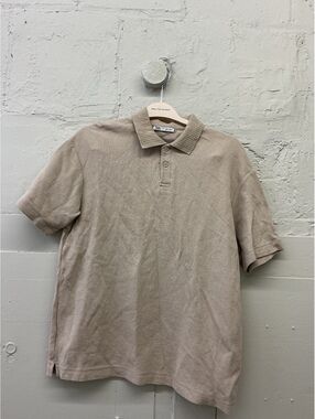 ZARA Beige Textured Polo Shirt